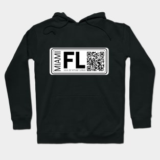 New Vintage Travel Location Qr Miami FL Hoodie